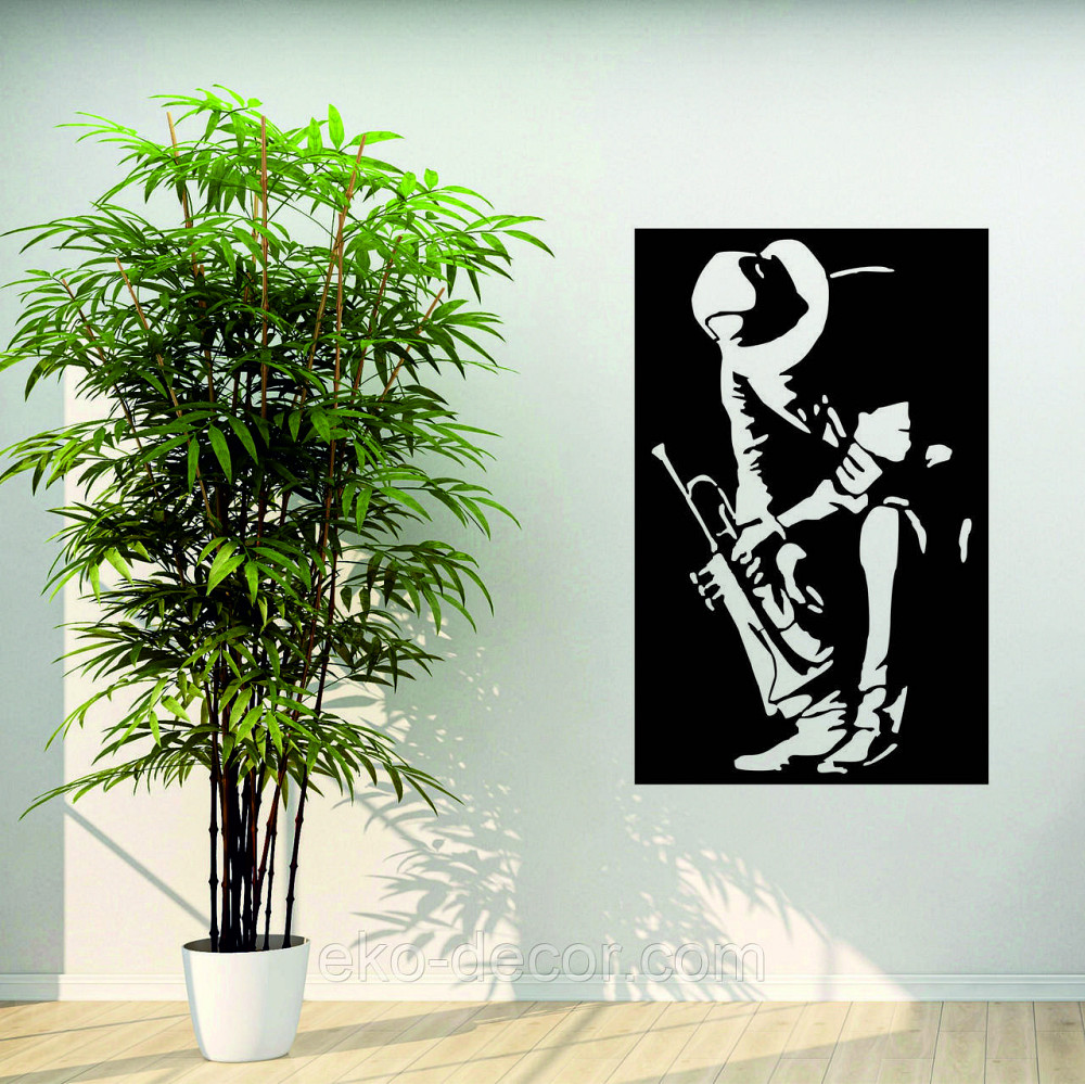 Декоративное настенное Панно «Музыкант», Декор на стену 70*44 см, Черный Киев - изображение 3