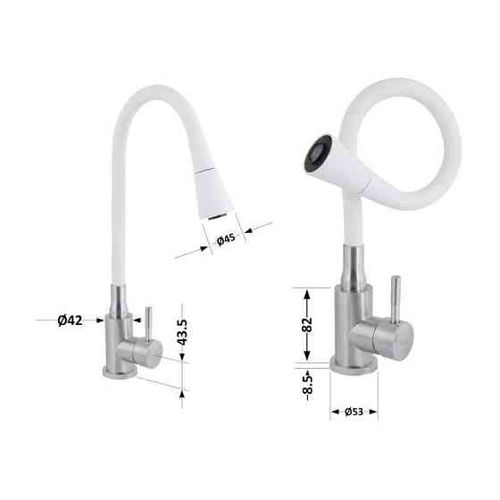 Змішувач для кухні Lidz Aria 015F31 з гнучким виливом LDARI015F31WNK36981 Nickel/White Харків