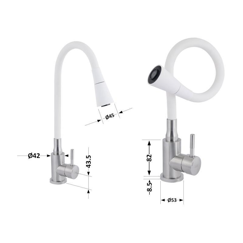 Смеситель для кухни Lidz Aria 015F31 с гибким изливом LDARI015F31WNK36981 Nickel/White Харьков - изображение 2