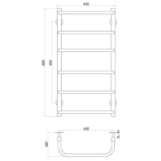 Рушникосушарка UNIO LS W 800-400-6 Драбинка Скоба вода (000020876) Київ