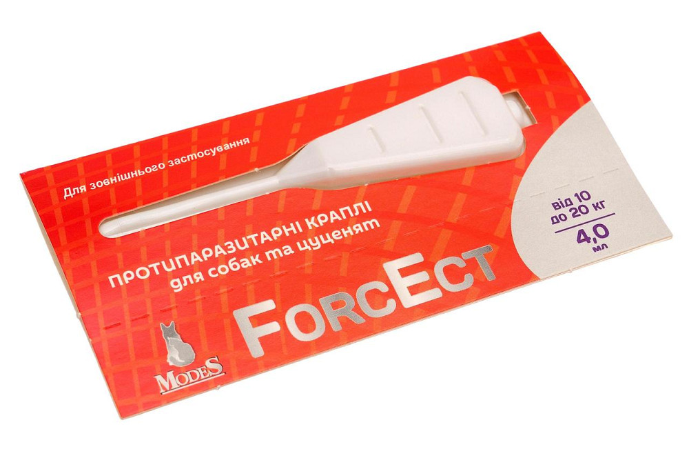 Протипаразитарні краплі ФорсЕкт ForcEct для собак та цуценят від 10 до 20 кг (3 піпетки по 4.0 мл) від бліх та кліщів, ModeS Вінниця - фото 4