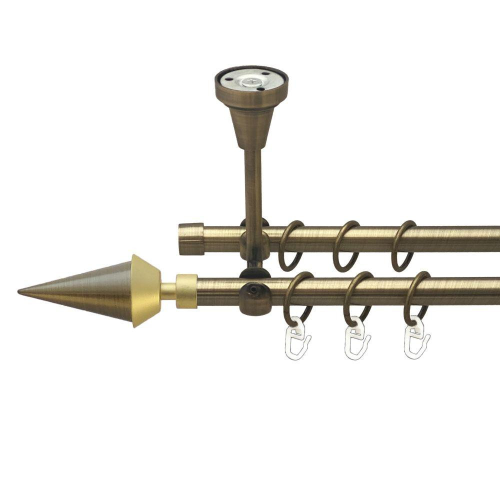 Карниз Orvit Спис металевий дворядний відкритий до стелі гладка труба кільце металеве Антик 16\16 мм 240 см Львов - изображение 1