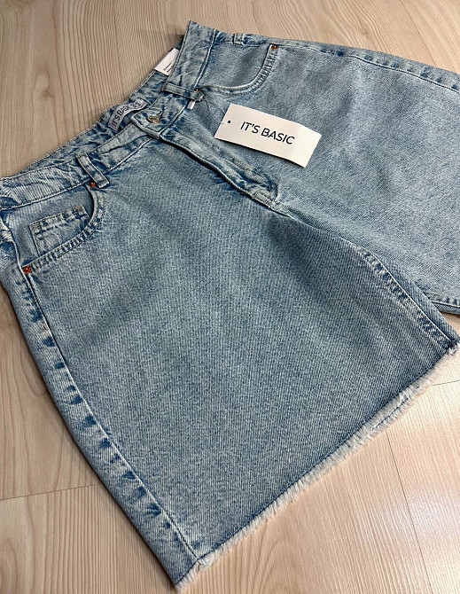 Шорты женские джинсовые It’s Basic 4015 средней длины с бахромой голубые, голубой, 42, 42, 87 см, 120 см Киев - изображение 3