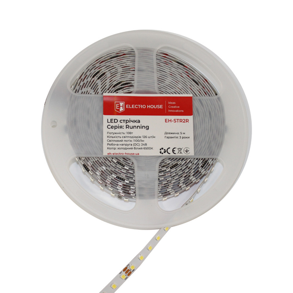 LED лента 10Вт 24В холодный белый 6500К, серия Running, гарантия 3 года Днепр - изображение 2
