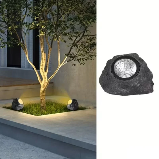 Садовий світильник на сонячній батареї Garden Light Stone: декоративний ліхтар-камінь для газону та доріжок Одеса