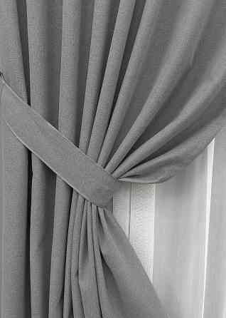 Комплект штор VR-Textil 100% блэкаут ASHEN NIGHT 150х270 2шт и Тюль 600х270 1851ш-1153т серый с белым 71-092/5 Киев