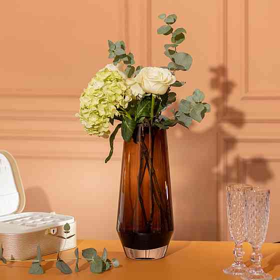 Ваза для цветов стеклянная 32 см стеклянная из цветного стекла 2.7 л Коричневая HP-10-28 Киев