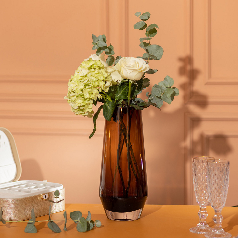 Ваза для цветов стеклянная 32 см стеклянная из цветного стекла 2.7 л Коричневая HP-10-28 Киев - изображение 3