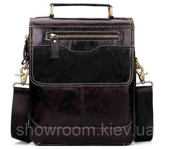 Мужская кожаная сумка на плечо Leather Collection (8871) черная Киев