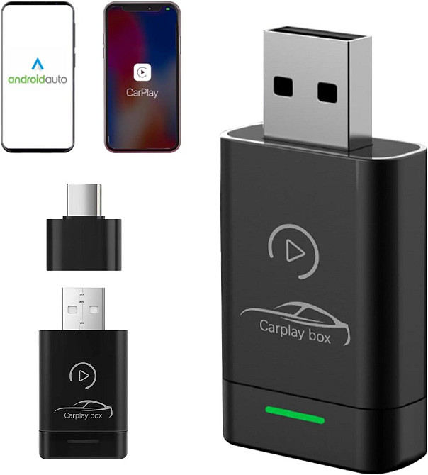 Бездротовий адаптер 2в1 CarPlay та Android Auto для iPhone iOS 10+ та Android 11+, Plug and Play, перетворювач дротового Карплей Київ - фото 1