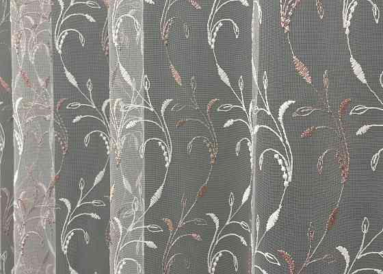 Тюль фатин с вышивкой и люрексом цвет белый с пудровым 1646т Киев