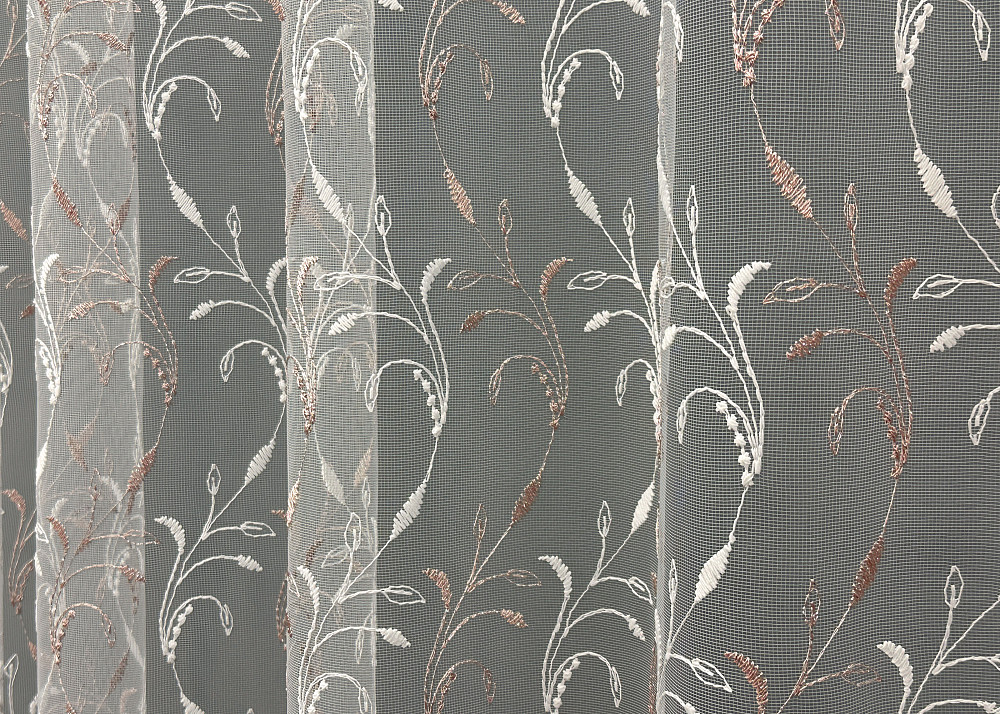 Тюль фатин с вышивкой и люрексом цвет белый с пудровым 1646т Киев - изображение 4