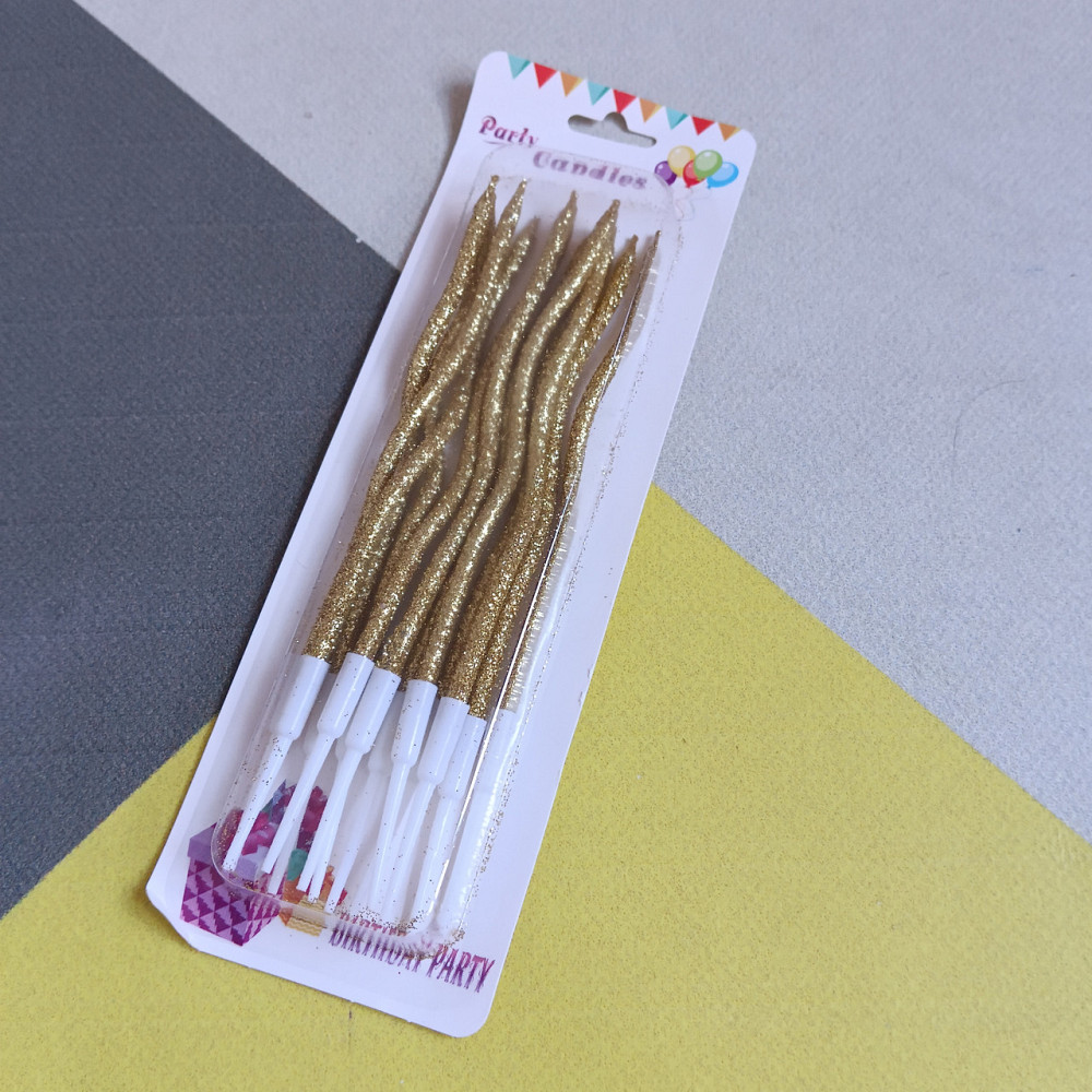 Свічки для торта 12 шт. блиск золоті Київ - фото 2