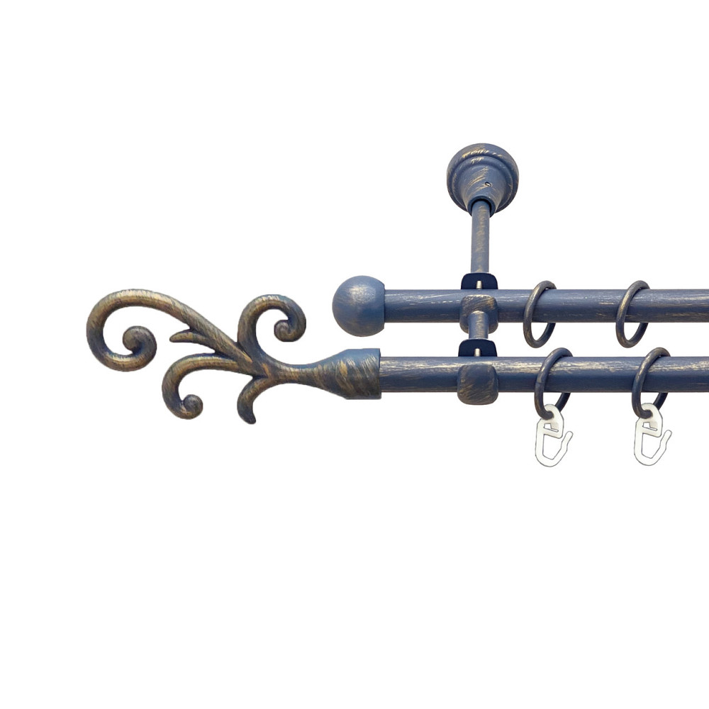 Карниз Orvit Фала металевий дворядний відкритий Блакить Золота 16\16 мм 200 см (00-00015674) Львів - фото 1