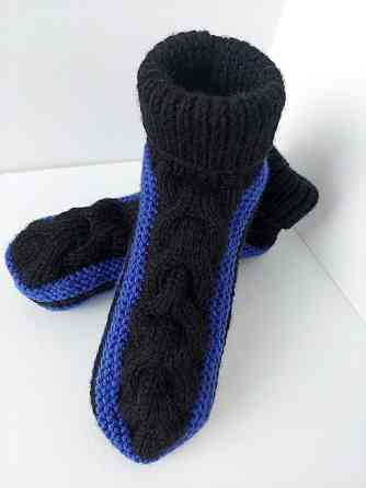 Домашние комнатные теплые тапочки , цвет синий с чёрным топ Юрма одяг Киев