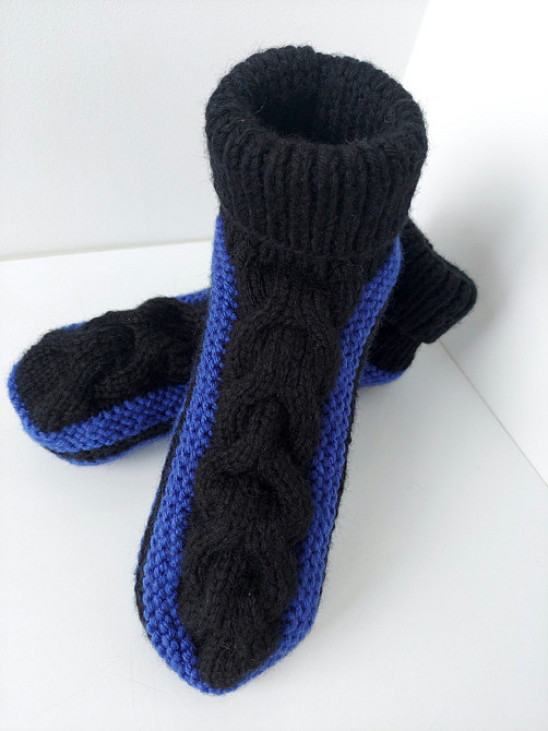 Домашние комнатные теплые тапочки , цвет синий с чёрным топ Юрма одяг Киев - изображение 1