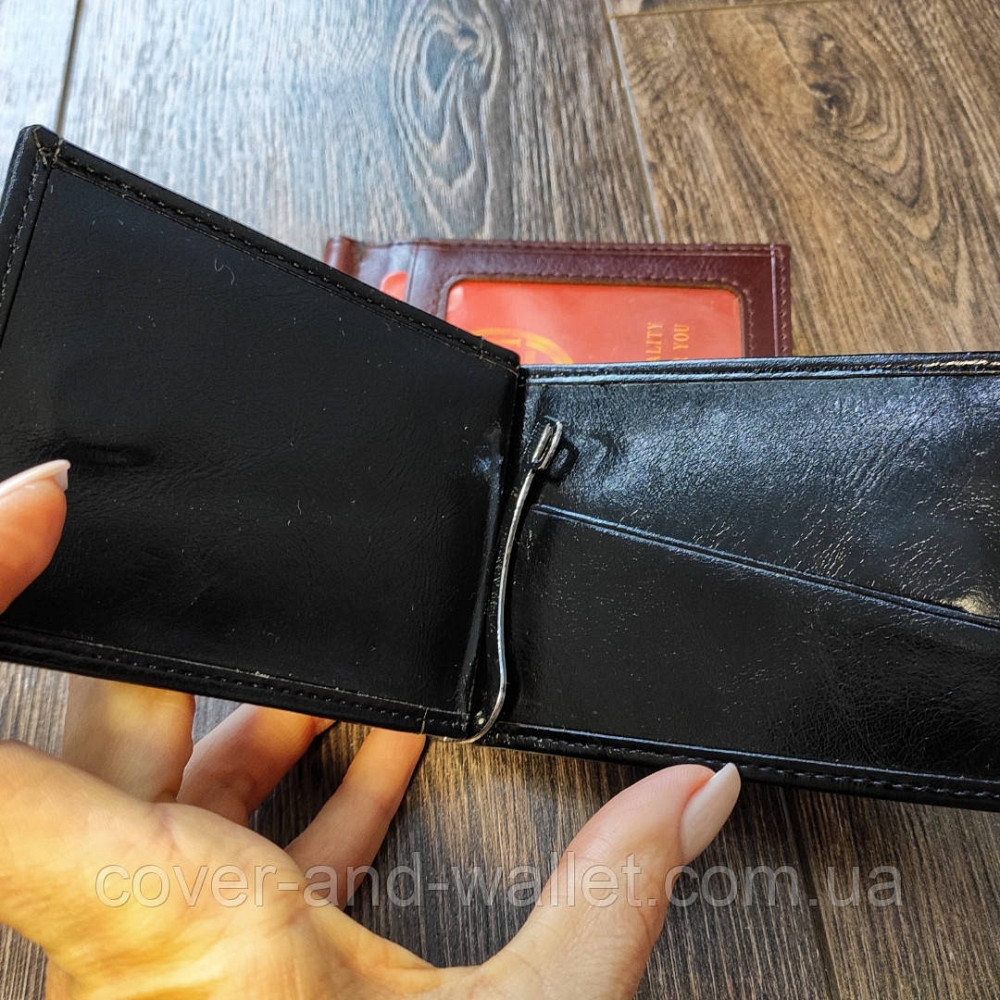 Зажим для денег с прозрачным окном на магнитах (черный) Киев - изображение 2