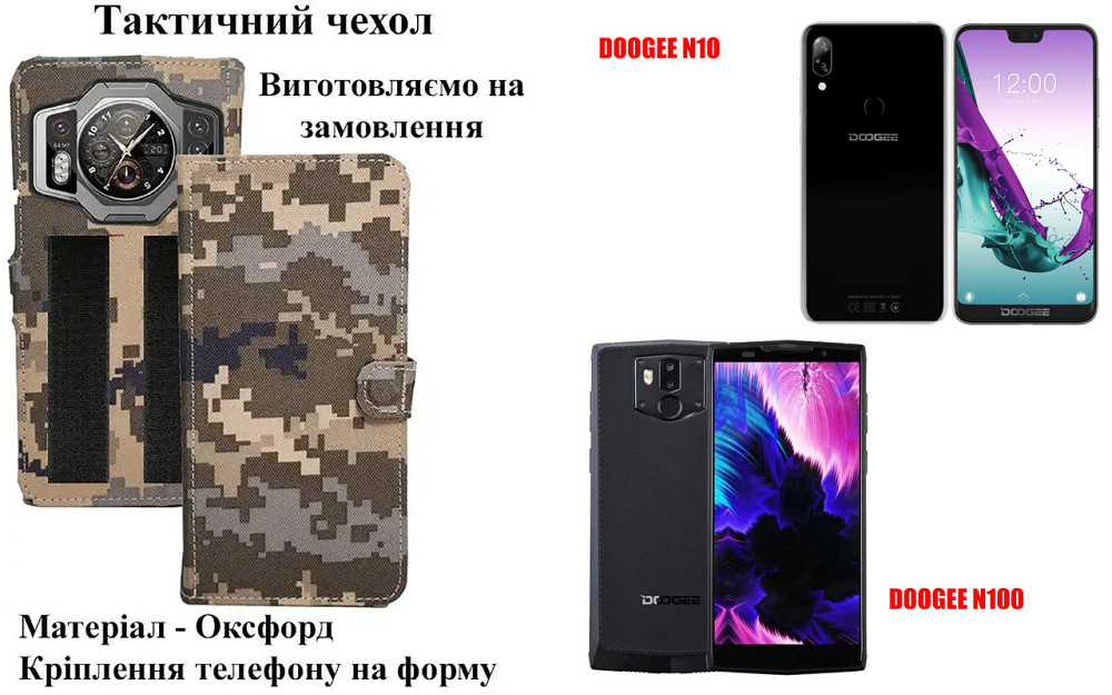 Тактический чехол для Cubot Note 30, Cubot Note 40, Cubot Note 50, крепится к снаряжению на липучке Киев - изображение 1