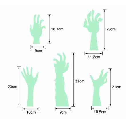 Наклейки на Хэллоуин Руки фосфорные 30 на 30 см салатовый Киев