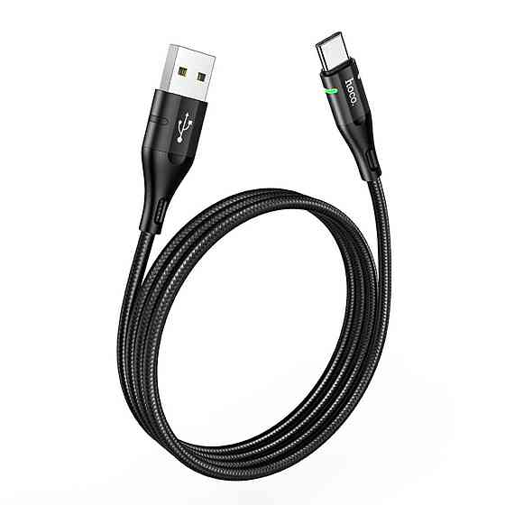 Кабель USB - Type-C HOCO U93 3A 1.2m нейлон алюминиевые разъемы light indicator цвет черный 6931474732170 Одесса