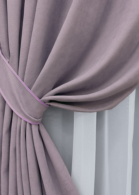 Комплект коротких штор VR-Textil Мікровелюр Petek № 1493ш Лавандовий 140х170 см 2 шт (35-0234) Київ - фото 4