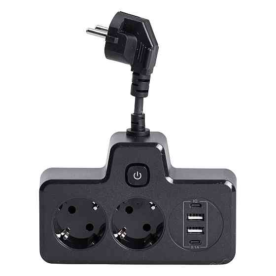 Мережевий фільтр на 2 євро розетки з 2 USB та 2 Type-C чорний HP-5-18 Київ