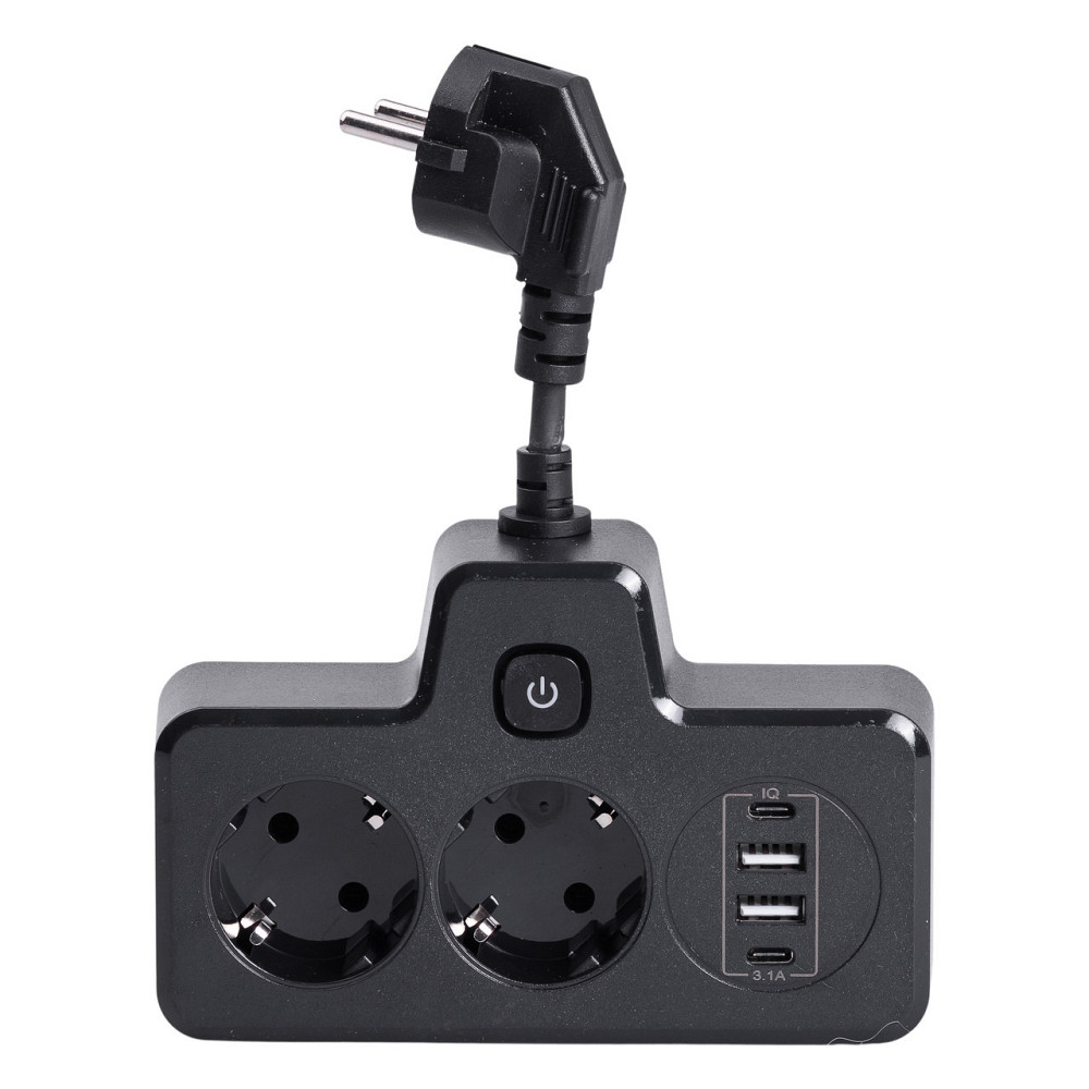 Мережевий фільтр на 2 євро розетки з 2 USB та 2 Type-C чорний HP-5-18 Київ - фото 1