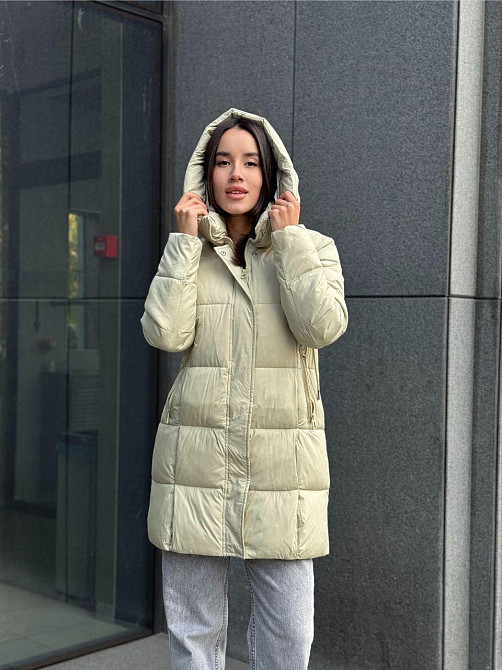 Жіноча тепла стильна куртка плащівка Оливковий, 42 Одеса - фото 1