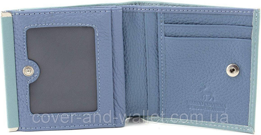 Блакитний жіночий шкіряний гаманець маленького розміру на кнопці Marco Coverna MC 1420 Київ - фото 6