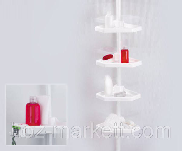 Полиця у ванну кутова на пластиковій трубі — розпірці Харків - фото 1