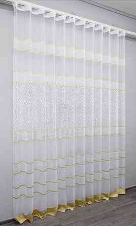 Тюль VR-Textil 1290т Жакард Білий з золотистим 500х250 см (42-0385) Київ