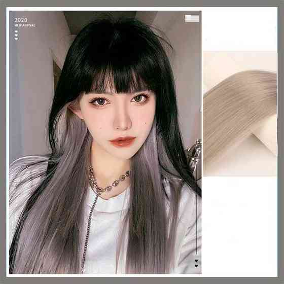 Кольорове пасмо волосся на шпильках 60 см сіре Накладне волосся Вінниця