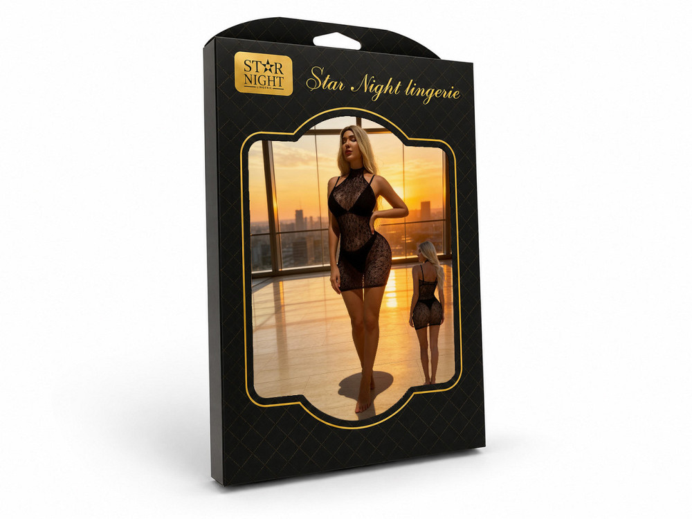 Сукня сітка Star Night з вишивкою, чорна, OS (S–L) Sex Aura Київ - фото 10