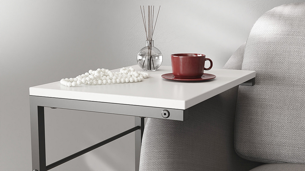 Столик приставний Террі Ferrum-decor 650x440x330 Чорний метал ДСП Біле 16 мм (FRD-104648) Дніпро - фото 4