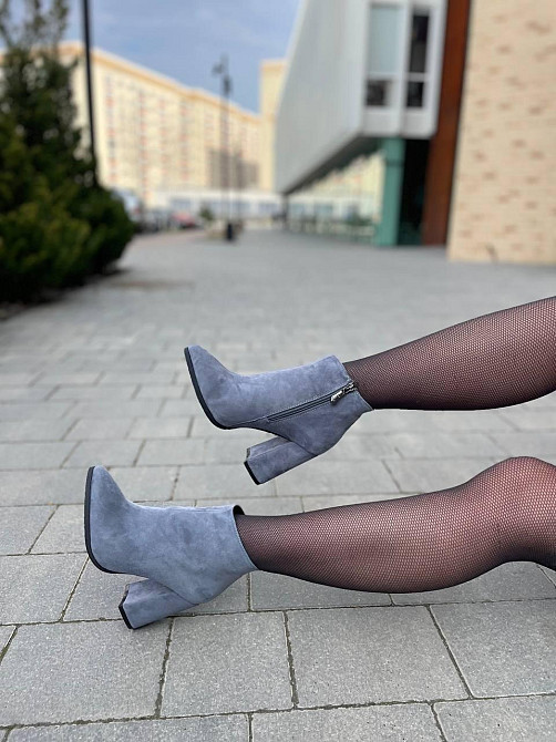 Nivelle Черевики жіночі NIVELLE сірі натуральна замша каблук 9.5см 36-39 (3024) Коломия - фото 7