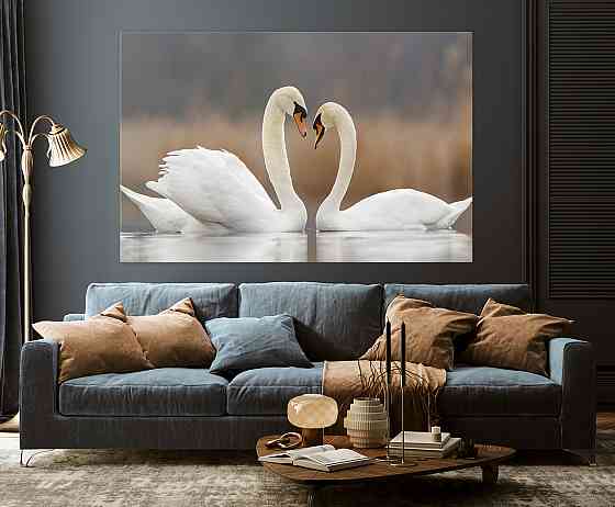 Картина холст в гостиную / спальню  Пара Лебедів       MLP_8 70x140 см Киев
