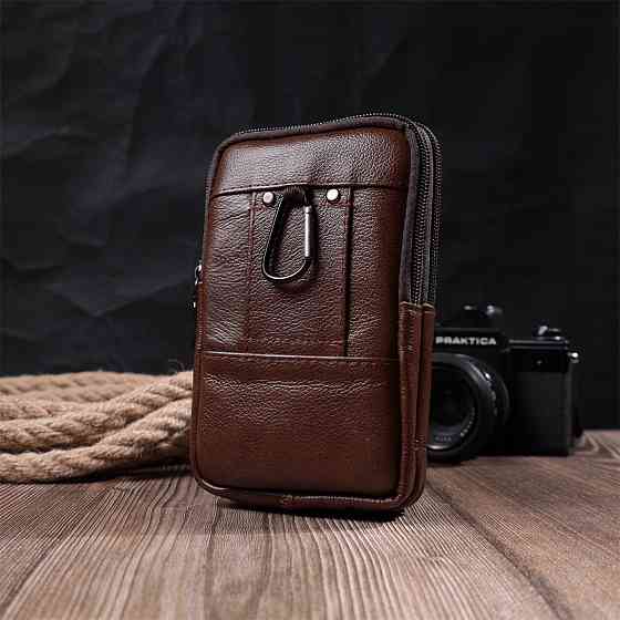 Сумка для чоловіків на два відділення з натуральної шкіри Vintage 22738 Коричневий Київ