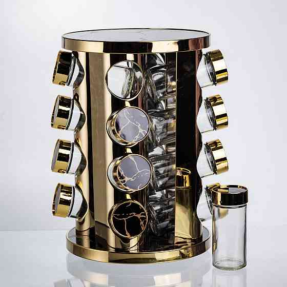 Карусель для спецій 16 баночок чорний мармур Київ