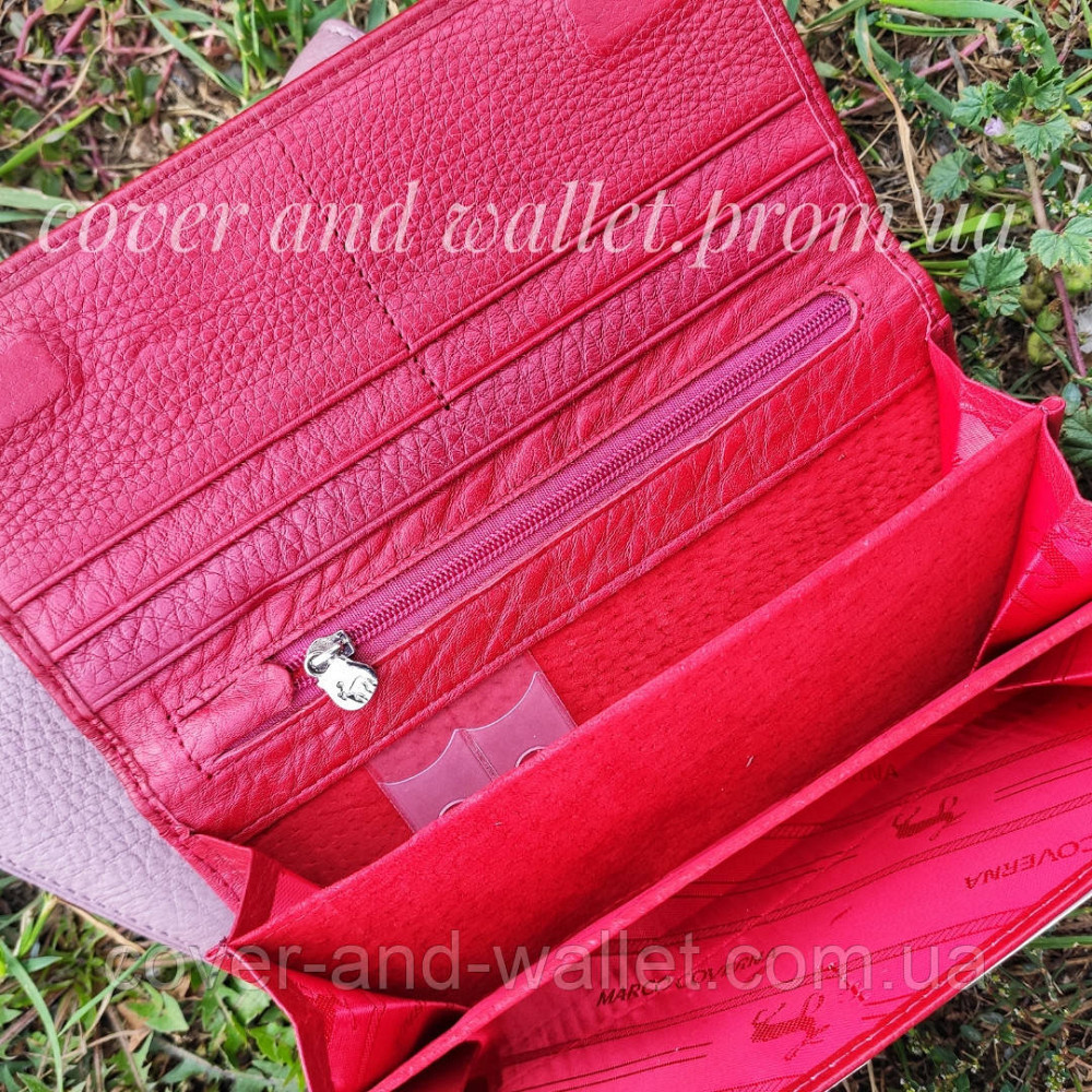Класичний шкіряний жіночий гаманець бордового кольору на магнітах MC 1412 Київ - фото 6