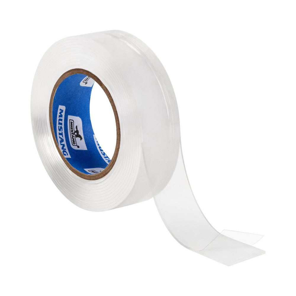 Двухсторонняя лента PROF СИЛИКОН MUSTANG Прозрачная 19мм х 2м Ровно - изображение 1