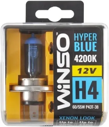 Автолампы WINSO 12V H4 HYPER BLUE 4200K 60/55W P43t-38 SET (арт. 712450) Ковель