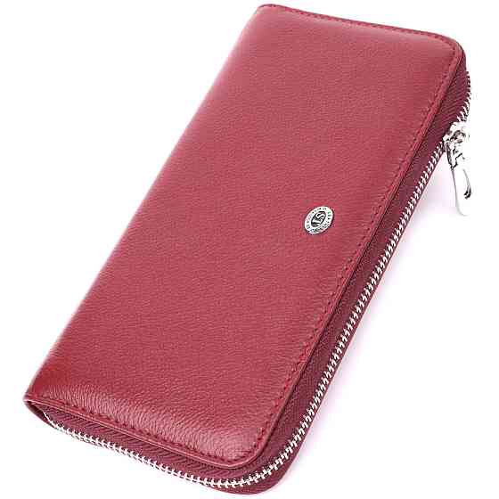 Кошелек-клатч для женщин на одно отделение из натуральной кожи Бордовый (ST Leather) Киев