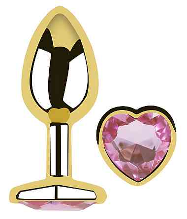 Анальная пробка с кристаллом EGZO - Gold Heart Plug Pink size M Sex Aura Киев