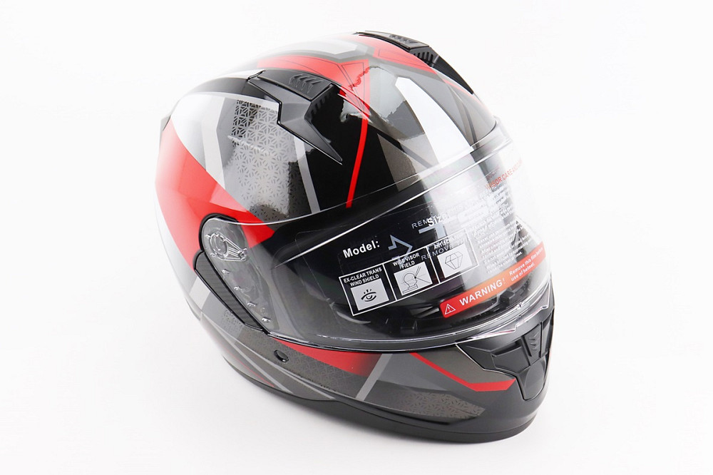 Шолом інтеграл, закритий (сертифікація DOT)+відкидні окуляри BLD-M67 М (57-58см), ЧОРНИЙ/ЧЕРВОНО-СІРИЙ Киев - изображение 1