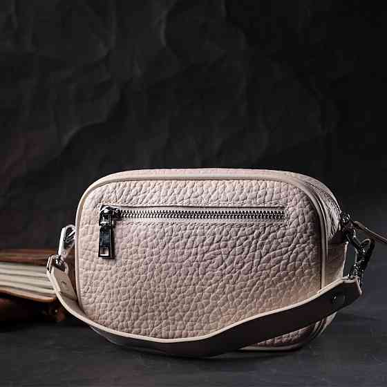 Шкіряна сумка декорована металевими кнопками Vintage 22334 Біла Київ