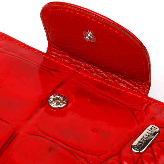 Лакированный вертикальный женский кошелек из натуральной кожи с тиснением под крокодила CANPELLINI 21681 Киев