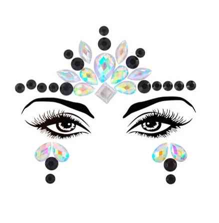 Стрази на обличчя для вечірок та карнавалів one size чорно-сріблястий Київ