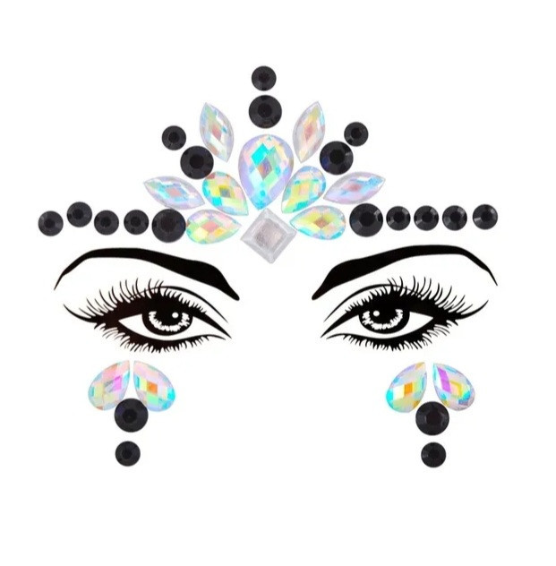 Стрази на обличчя для вечірок та карнавалів one size чорно-сріблястий Київ - фото 1