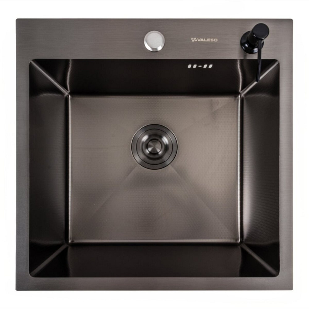 VALESO Кухонна мийка 50*50 PVD чорна DECOR Valeso Handmade (сифон круглий, 3,0/0,8) Коломия - фото 8