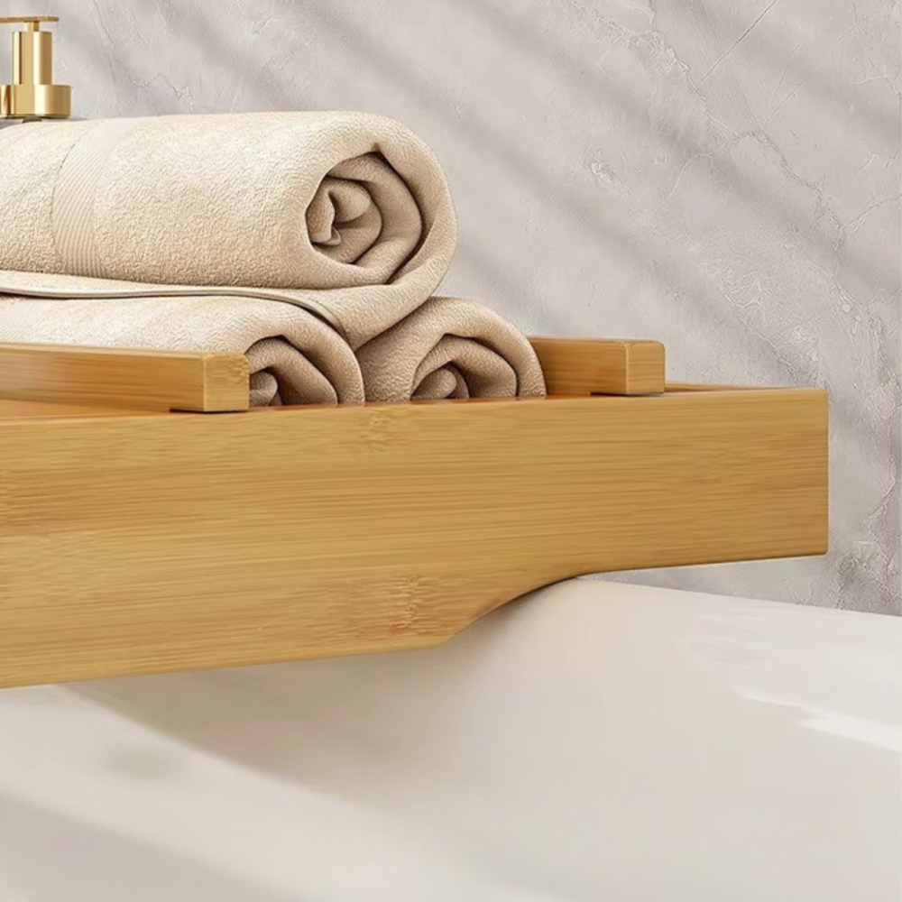 Полиця бамбукова висувна для ванної, довжина 72-105см, накладка на ванну з бамбука, Bamboo_2 Кам'янець-Подільський - фото 9